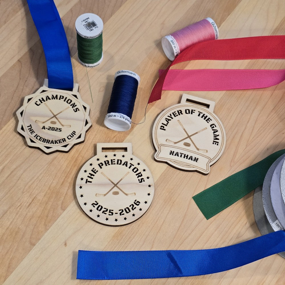 Personalized Hockey Medals – 3 Unique Styles & 4 Ribbon Color Options