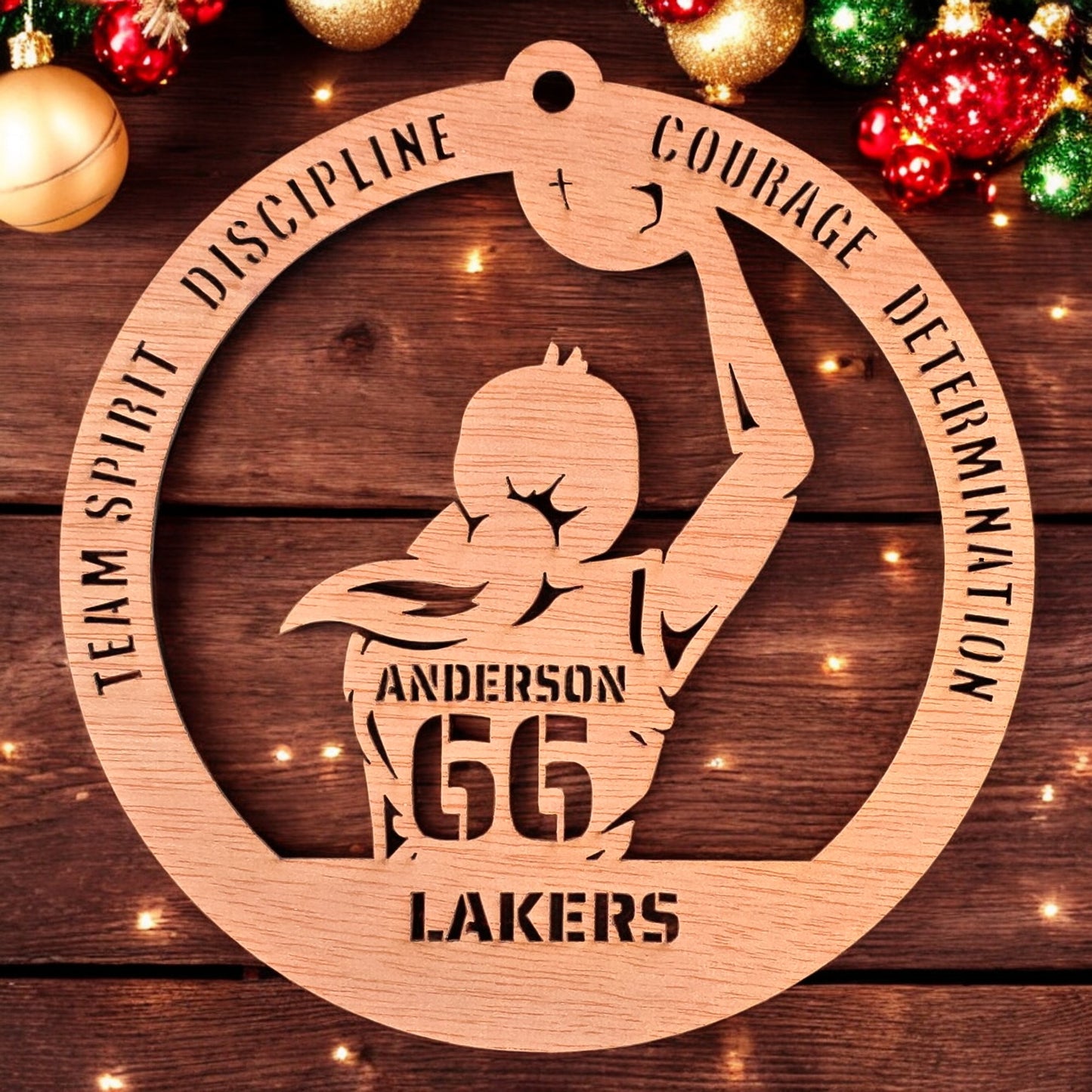 Personalized wooden basketball player ornament – Girl version