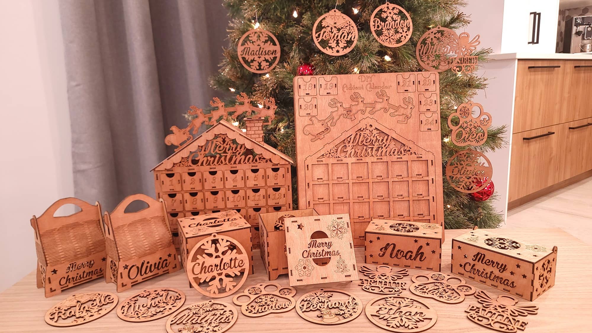 Personalized Wooden Christmas Ornaments and Advent Calendars