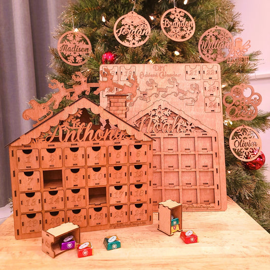 Personalized DIY wooden advent calendar with child's name engraved | Ornemoi