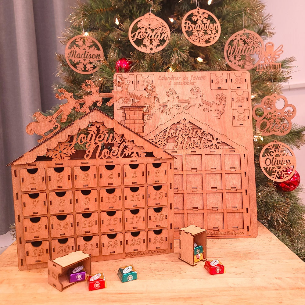 Calendrier de l'avent en bois à assembler soi-même – version française | Ornemoi